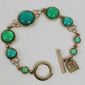 Vintage Anne Klein green, turquoise and Gold Bracelet